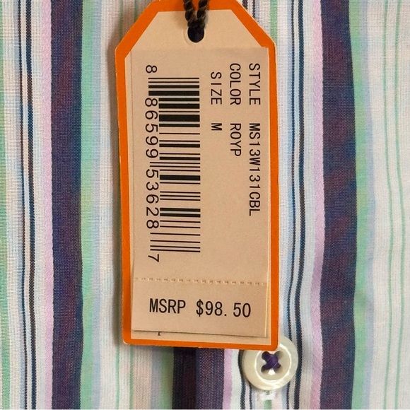 NWT Peter Millar Stripe Men’s Button Down Shirt sz M 100% Cotton - Picture 5 of 6